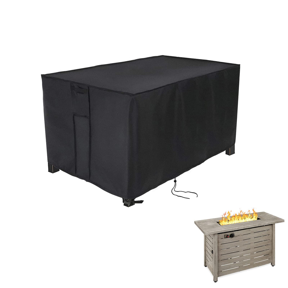 Youlvy Rectangular Fire Pit Cover front view, black, 42 x 20 x 25 inches