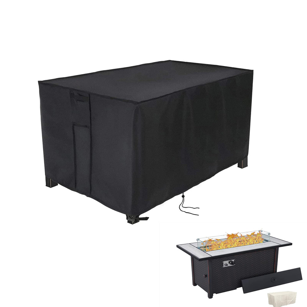 Youlvy Rectangular Fire Pit Cover in black, front view