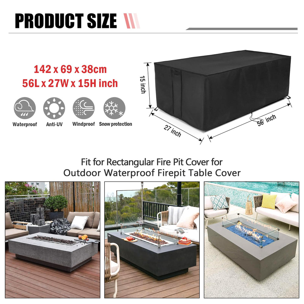 Youlvy Rectangular Fire Pit Cover on a fire pit table