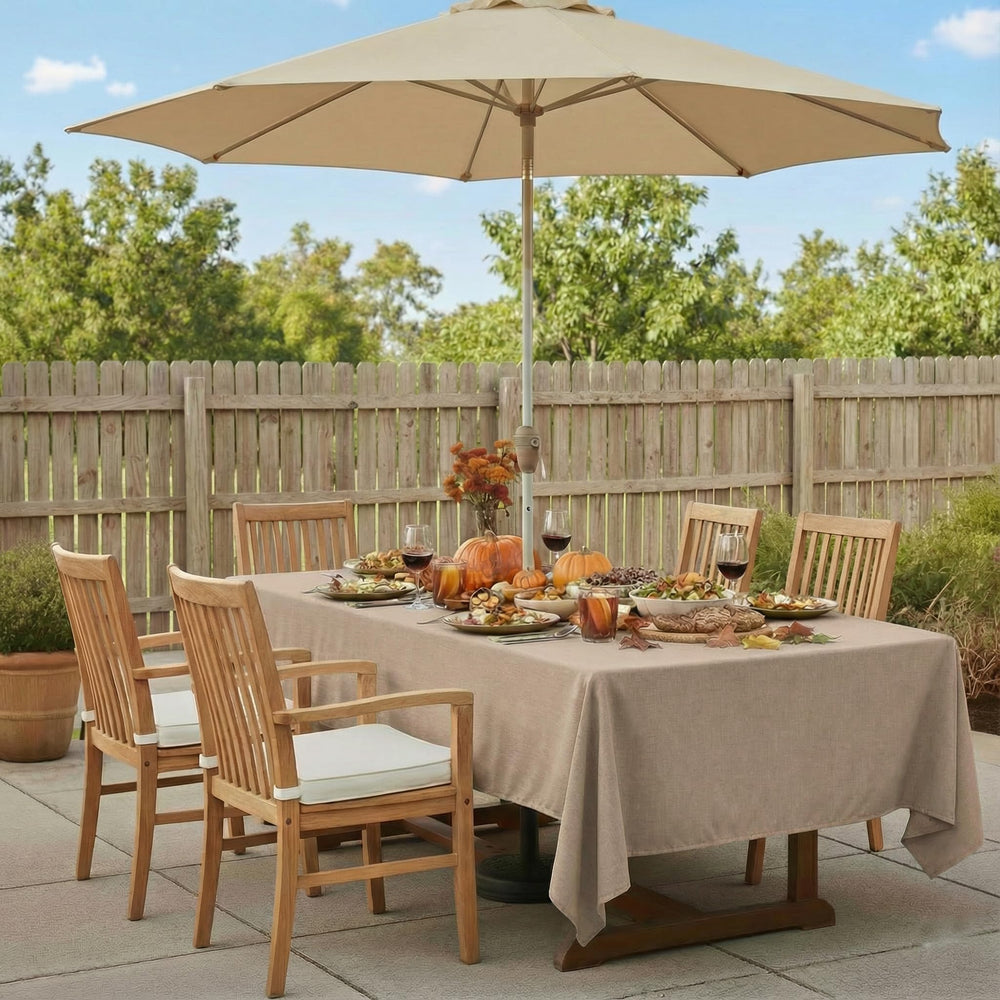 youngseahome rectangular tablecloth on an outdoor patio table