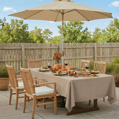 youngseahome rectangular tablecloth on an outdoor patio table