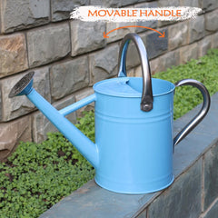 yourjoy Metal Watering Can 1 Gallon Blue side view