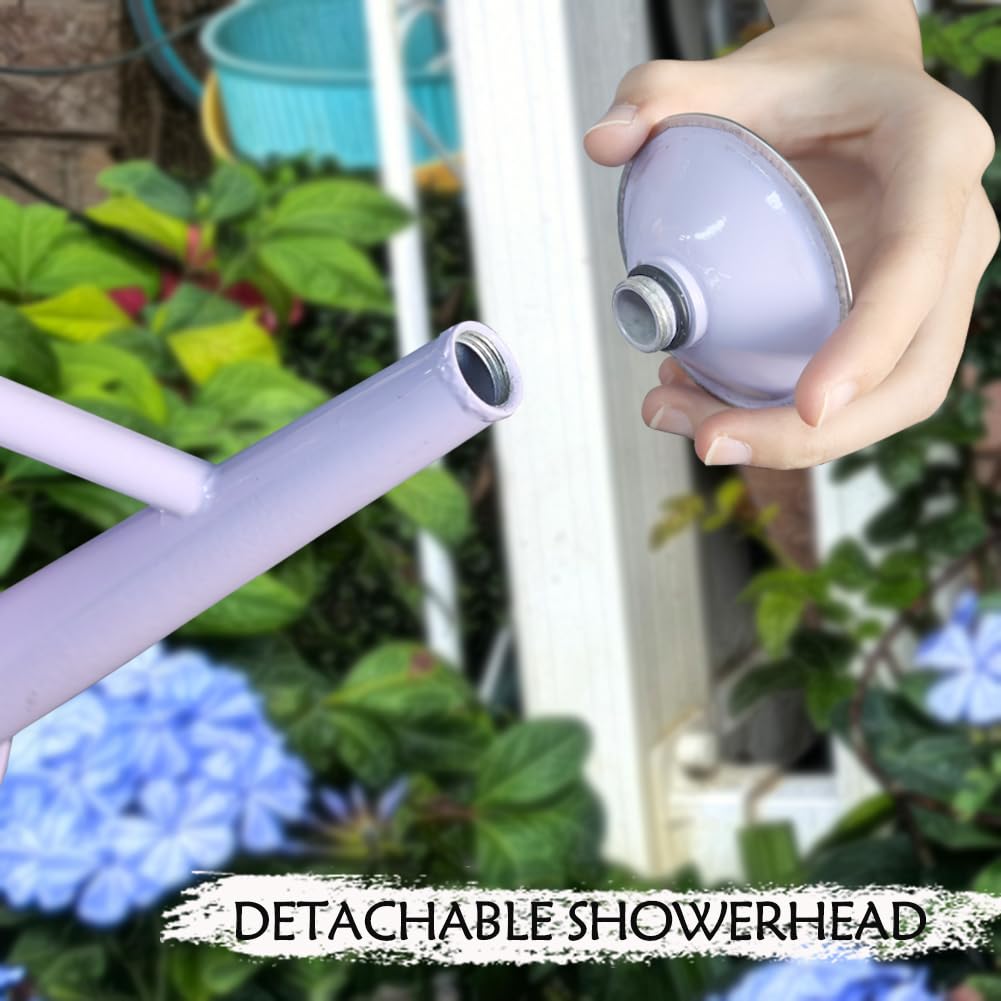 yourjoy Metal Watering Can 1 Gallon purple in garden setting