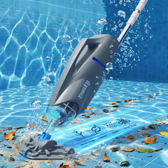 Yousky Cordless Handheld Pool Vacuum front view with brush heads