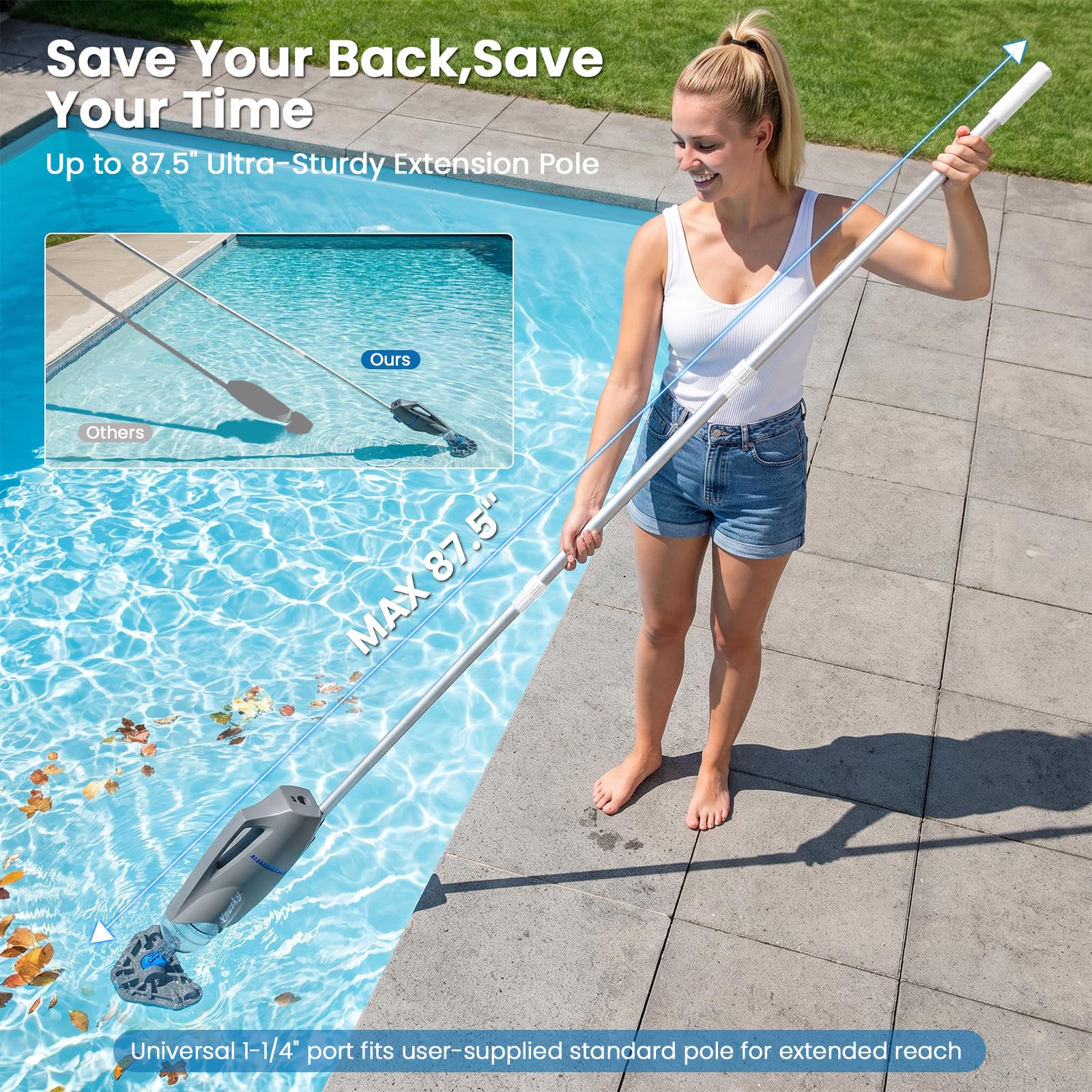 Yousky pool vacuum with dual brush heads for cleaning