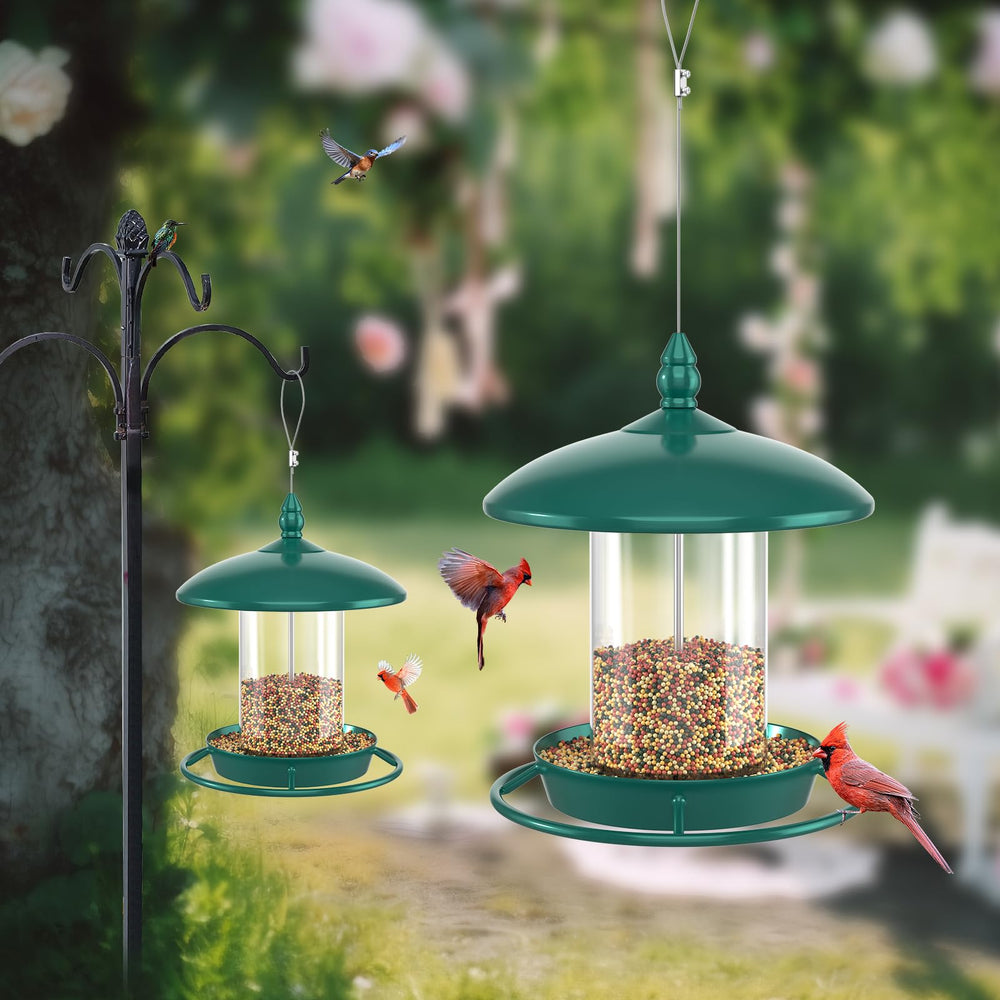 Youvip Bird Feeder filled with seeds in a garden