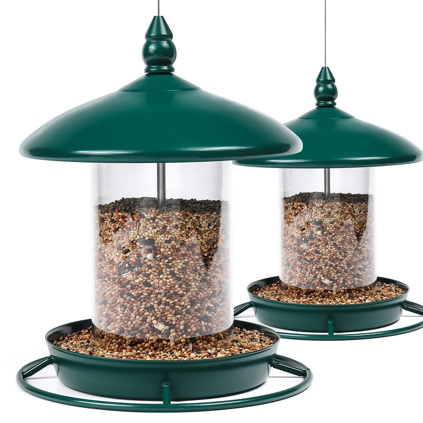 Youvip Bird Feeder pack of 2 in green, front view
