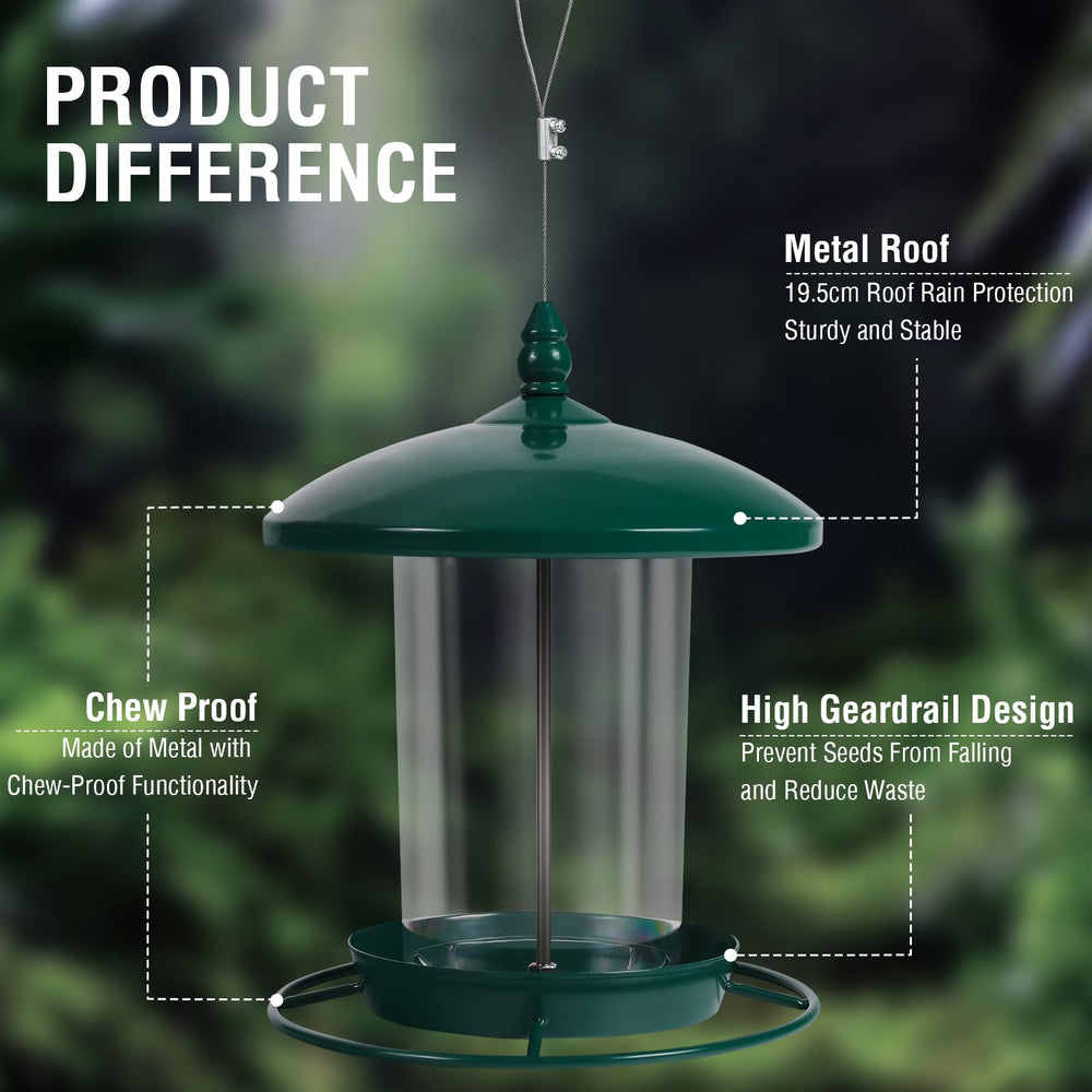 Youvip Bird Feeder with weatherproof roof and drainage holes