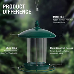 Youvip Bird Feeder with weatherproof roof and drainage holes