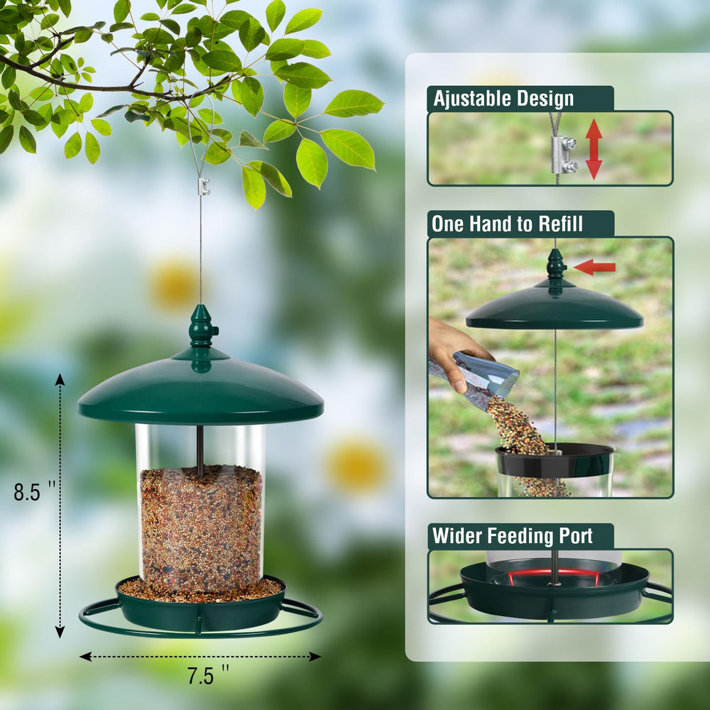 Youvip Metal Bird Feeder with top flip lid for easy filling