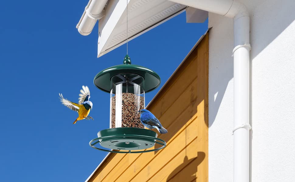 Youvip Metal Roof Bird Feeder showing durability with metal roof