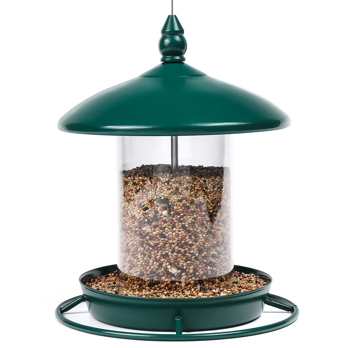 Youvip Metal Roof Bird Feeder with green finish front view