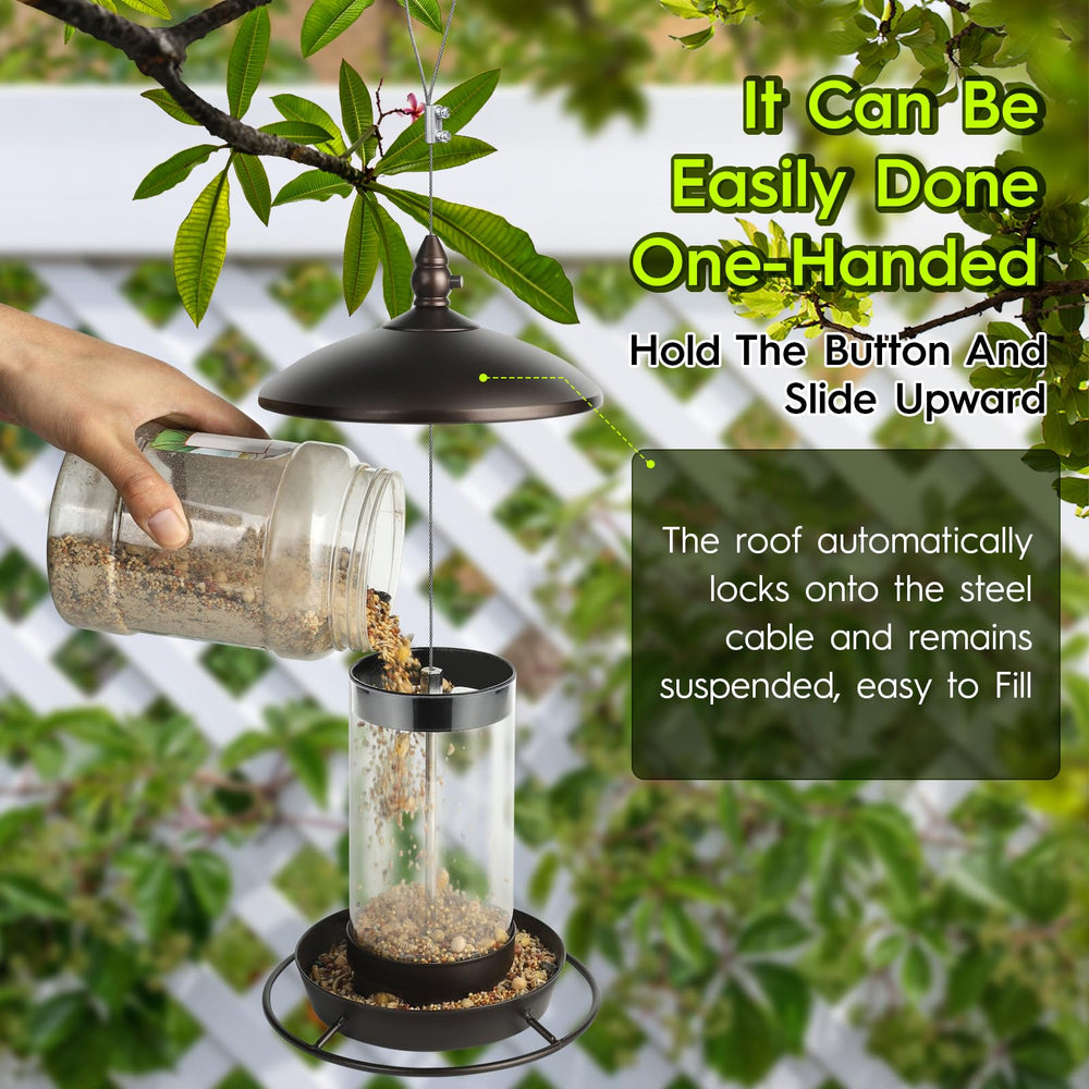 Youvip Metal Roof Bird Feeder with refill mechanism