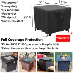 YOWDUTY fire pit cover dimensions 30 x 30 x 25 inch