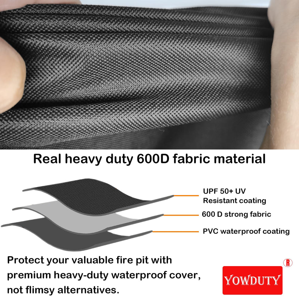 YOWDUTY fire pit cover secured with buckles and drawstring