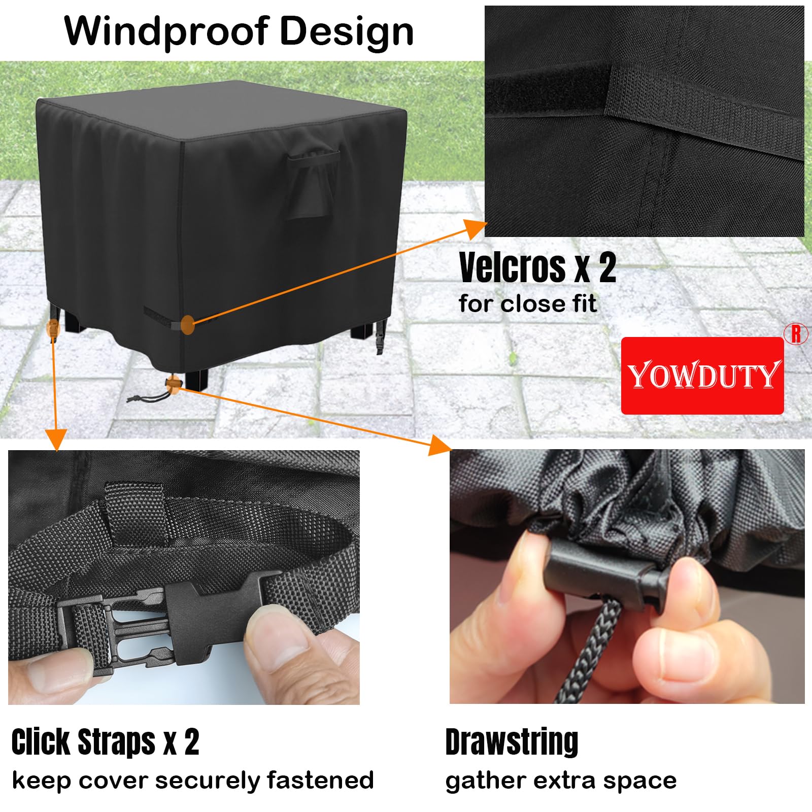 YOWDUTY fire pit cover with side handles for easy use