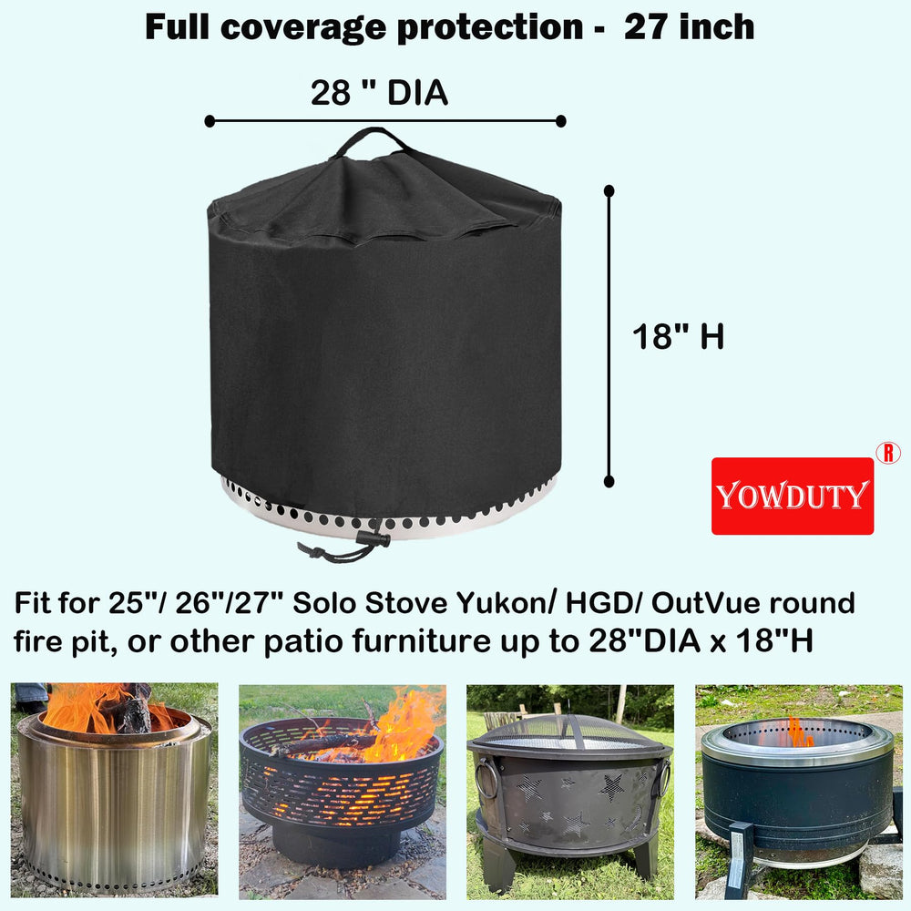 YOWDUTY Round Fire Pit Cover 28 inch top view