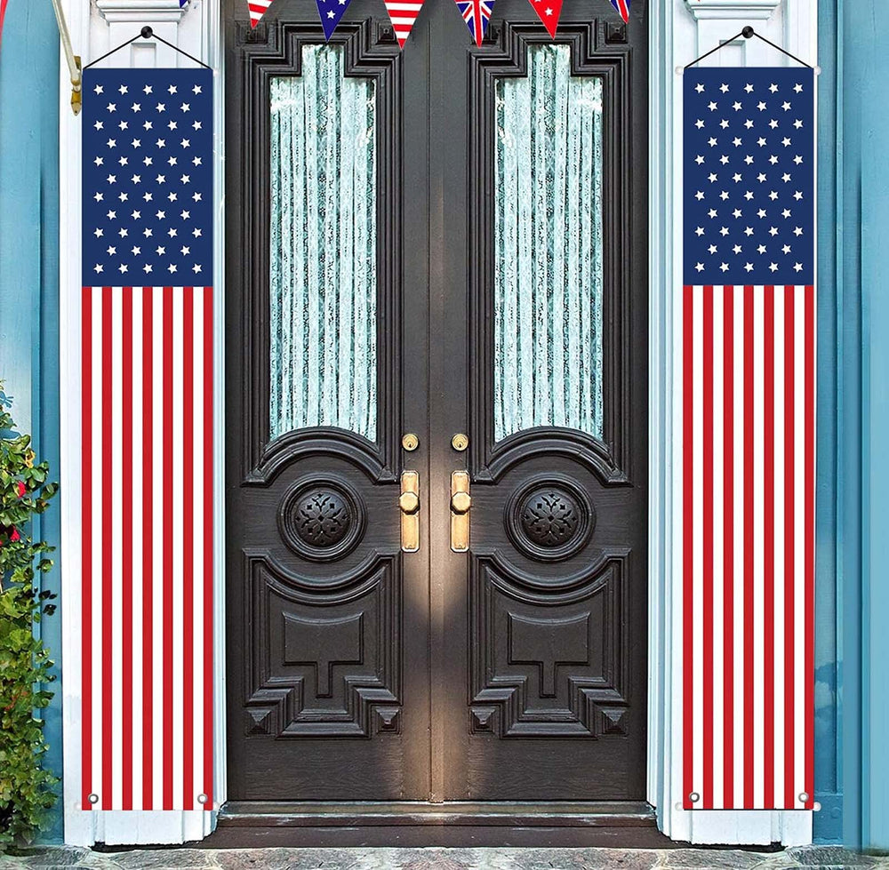 YOYNIIRE American Flag Banner front view with pole