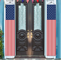 YOYNIIRE American Flag Banner front view with pole