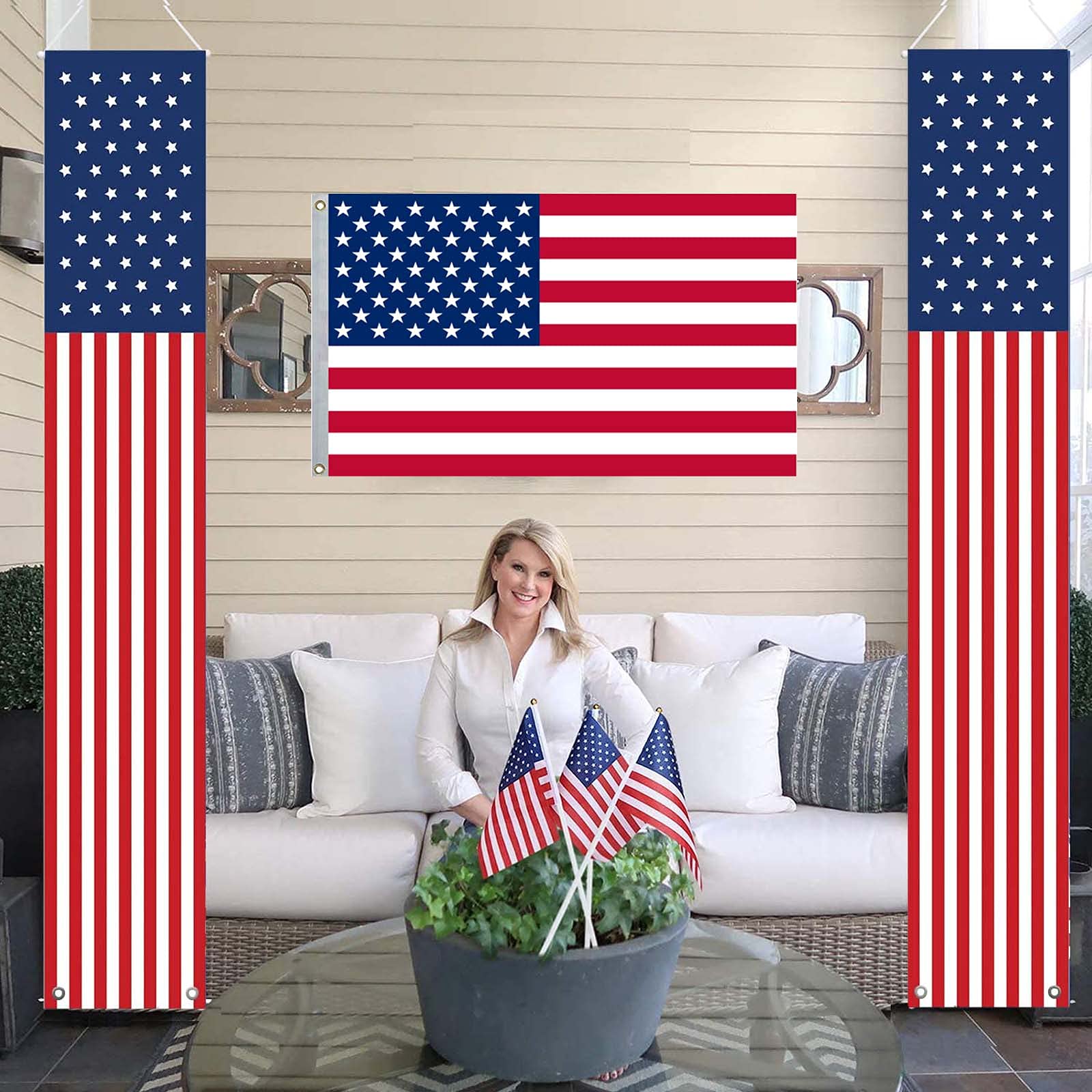 YOYNIIRE American Flag Banner packaging and design