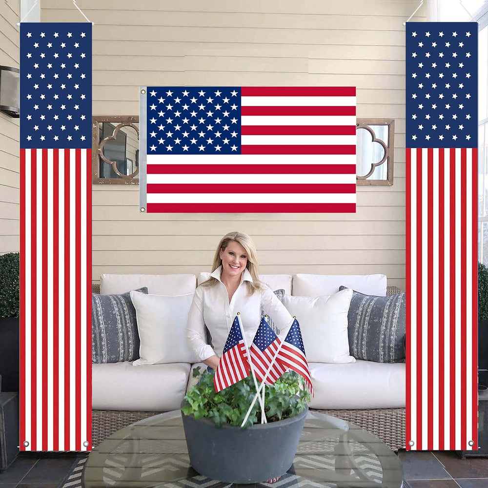 YOYNIIRE American Flag Banner packaging and design