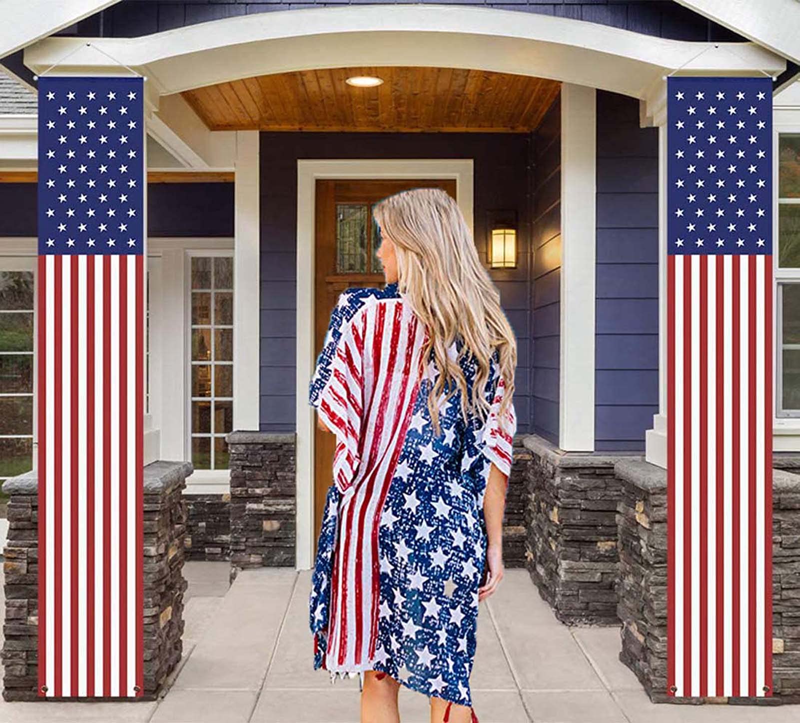 YOYNIIRE American Flag Banner showing metal buckles