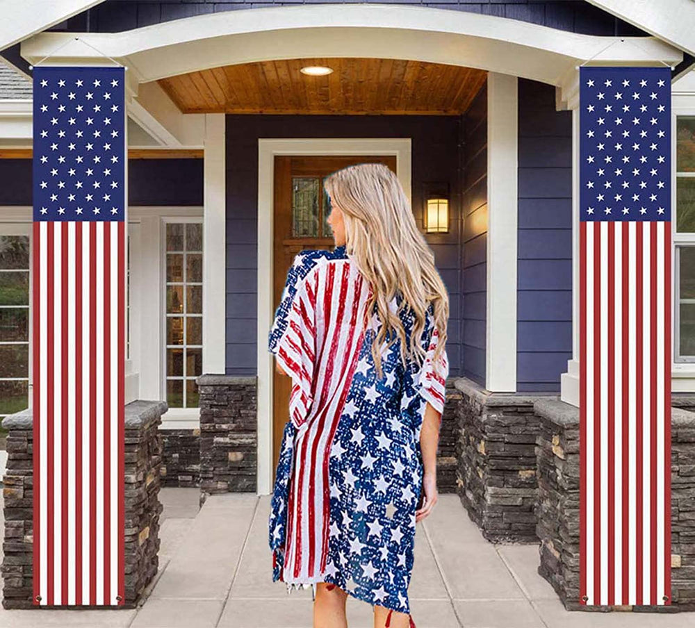 YOYNIIRE American Flag Banner showing metal buckles