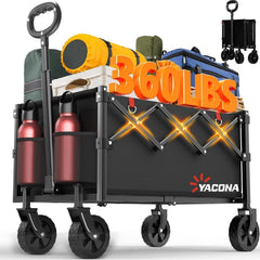 Yozoia Foldable Utility Wagon Cart front view, black