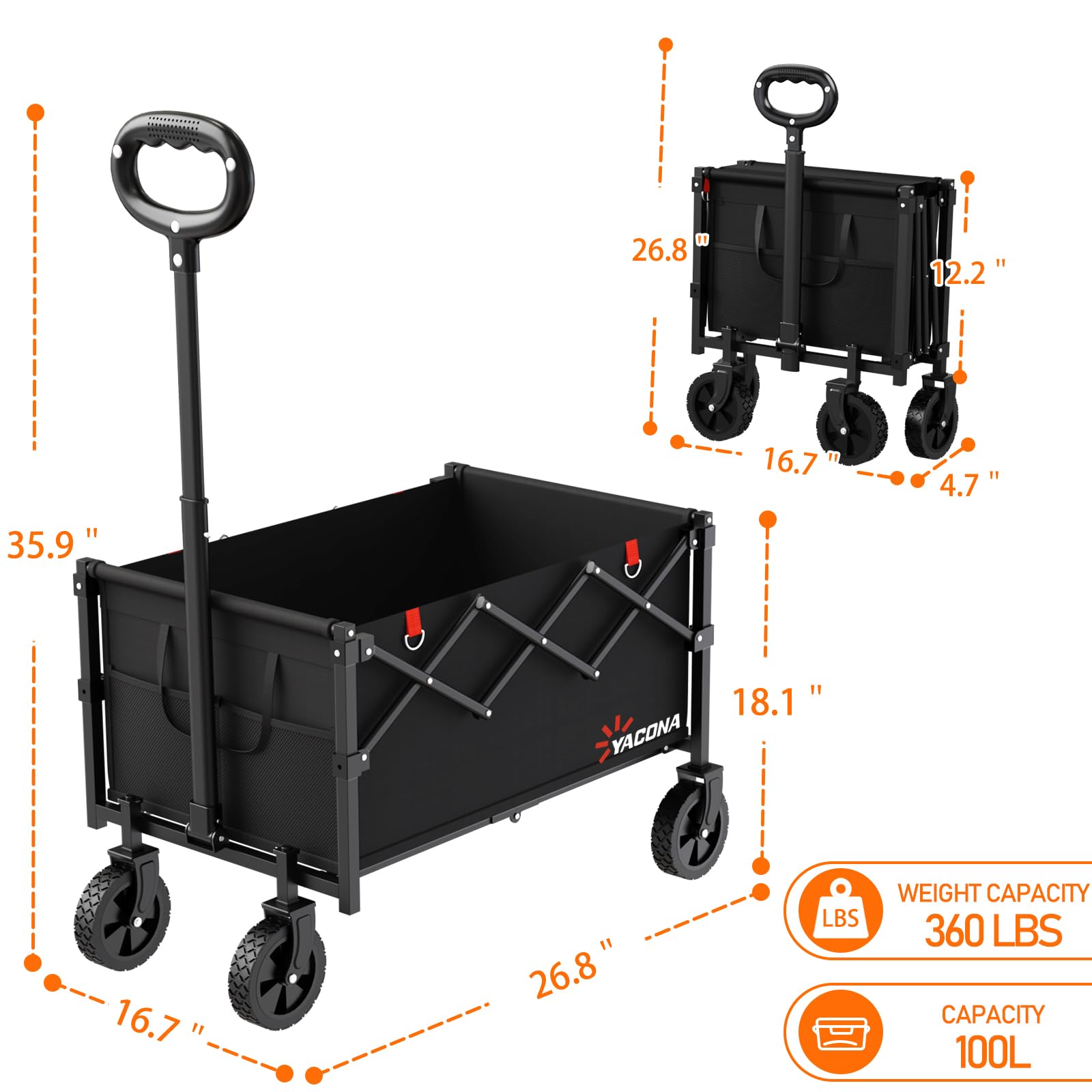 Yozoia Foldable Utility Wagon Cart in use at the beach
