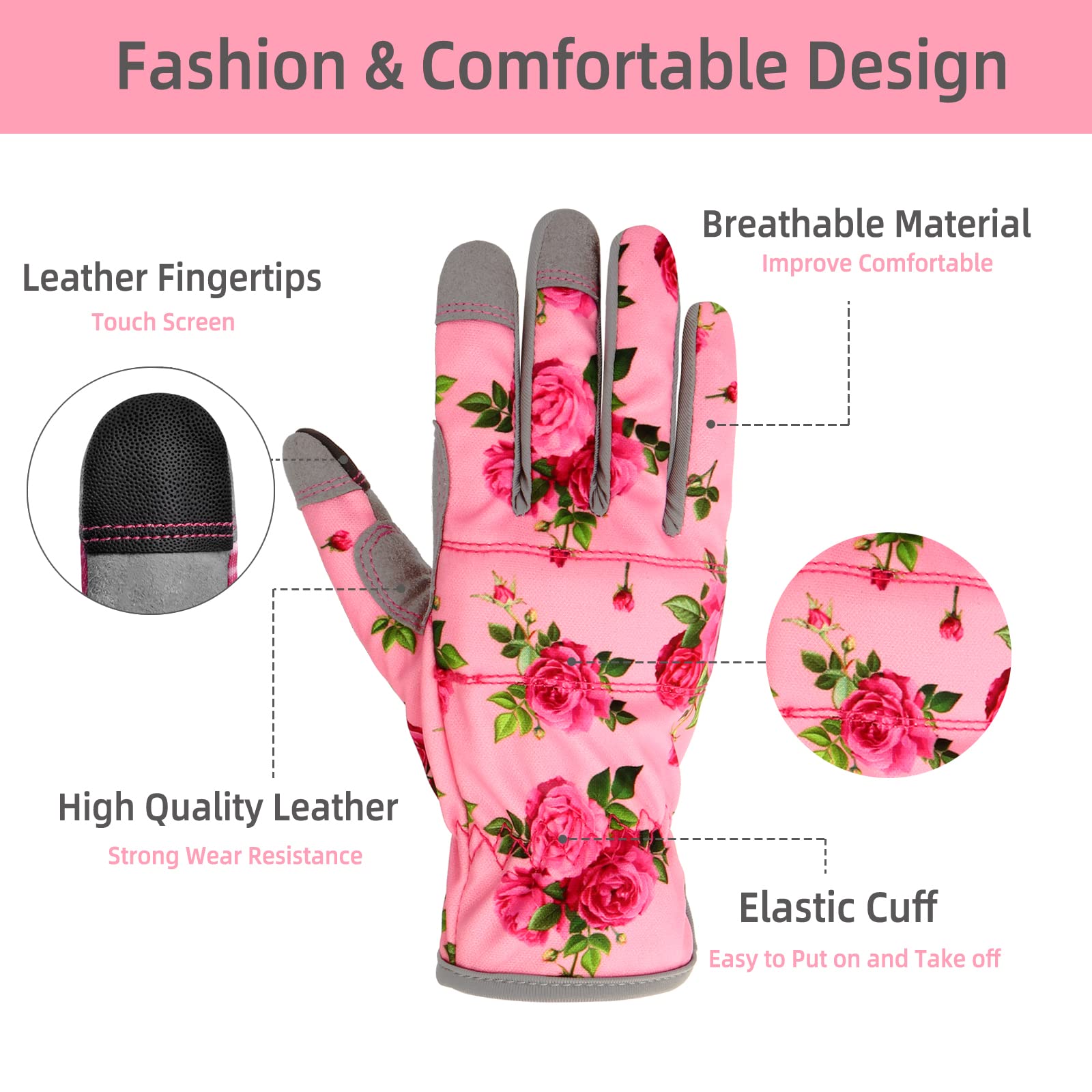 YRTSH Gardening Gloves in a garden setting with flowers