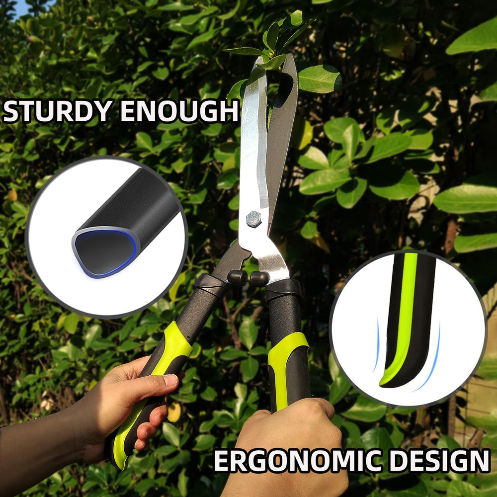 YRTSH loppers and hedge clippers set displayed on a garden table