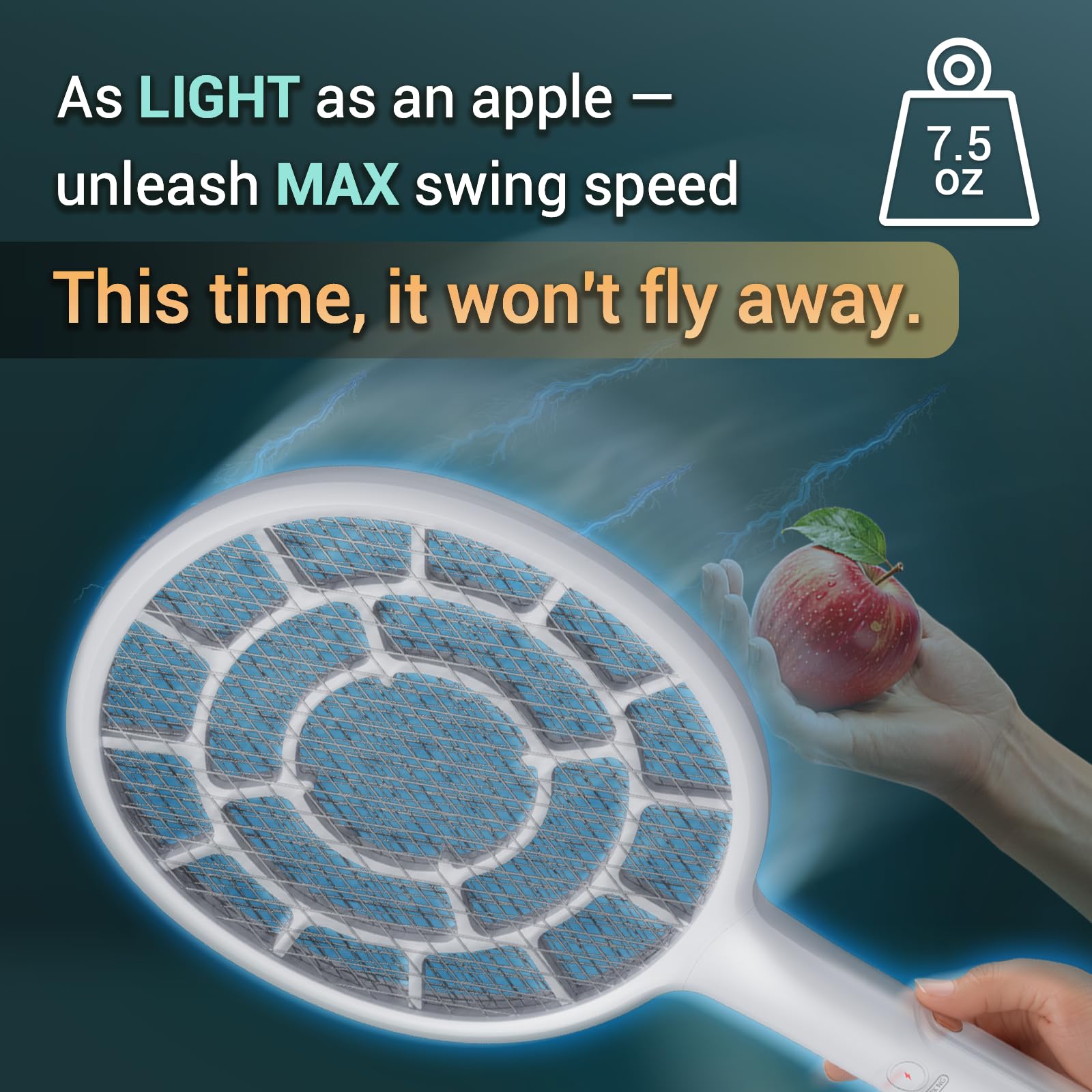 YsChois Electric Fly Swatter lightweight design comparison with a drink