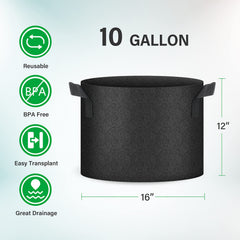 YSSOA 10 Gallon Grow Bags stacked for storage
