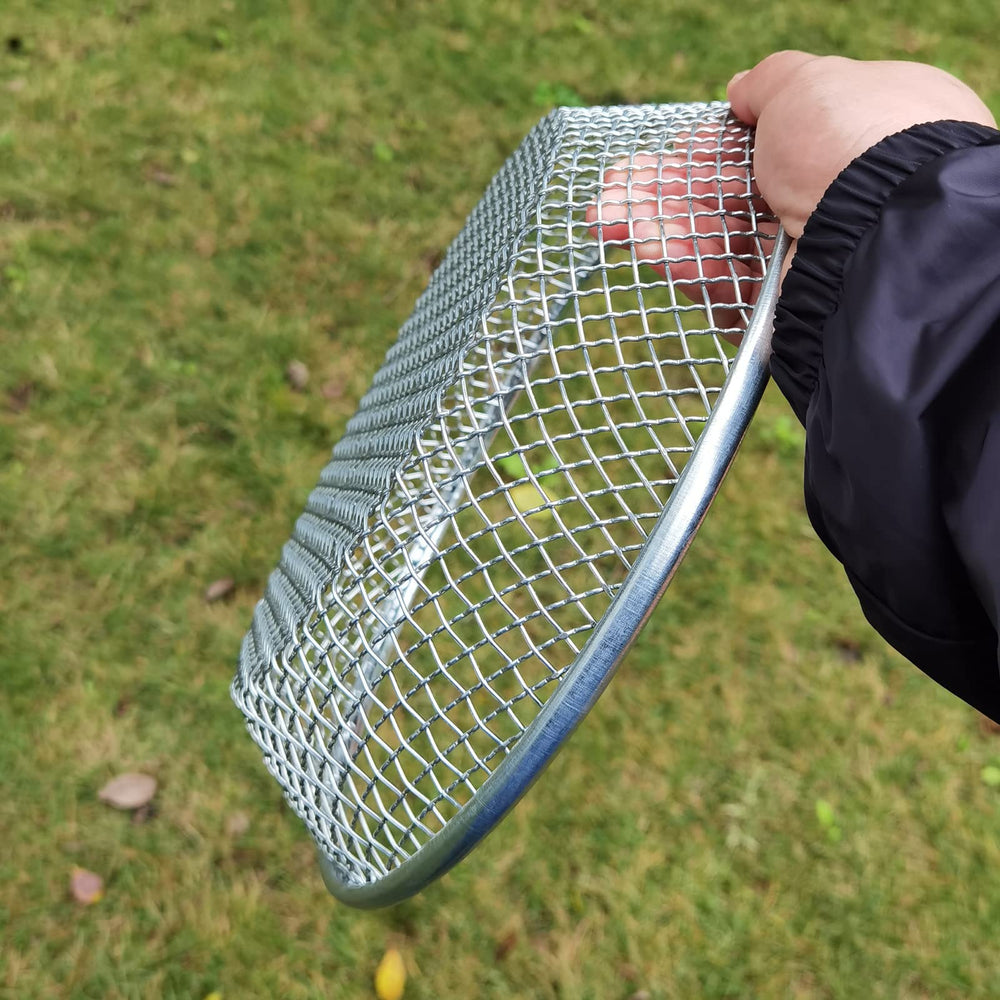YUEBM Soil Sifter 3/8 inch mesh in a gardening setting