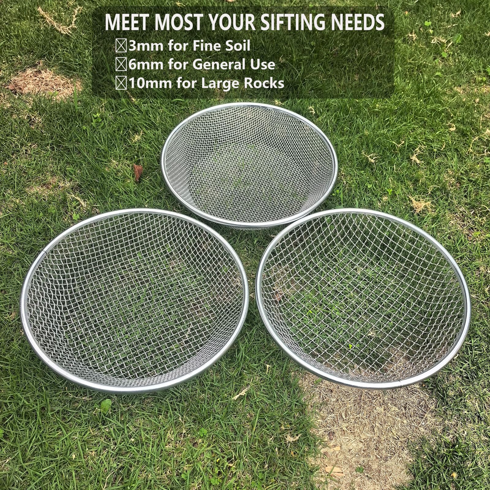 YUEBM Soil Sifter set with a bucket and soil