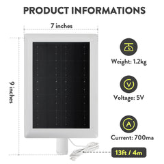 YUELAN Ring Solar Panel Charger with 12FT cable attached