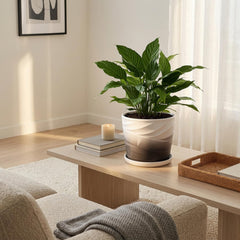 YUFDA 8 Inch Ceramic Plant Pot side view showing drainage hole