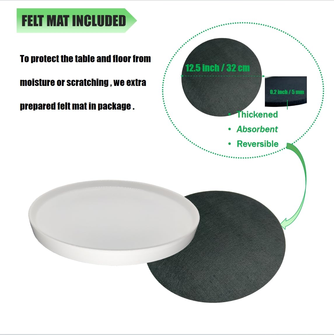 Yukfona 12-inch ceramic saucer with potted plant