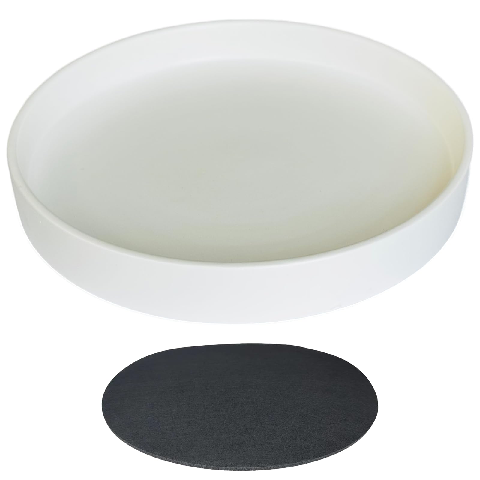 Yukfona 15 inch ceramic plant saucer, white front view