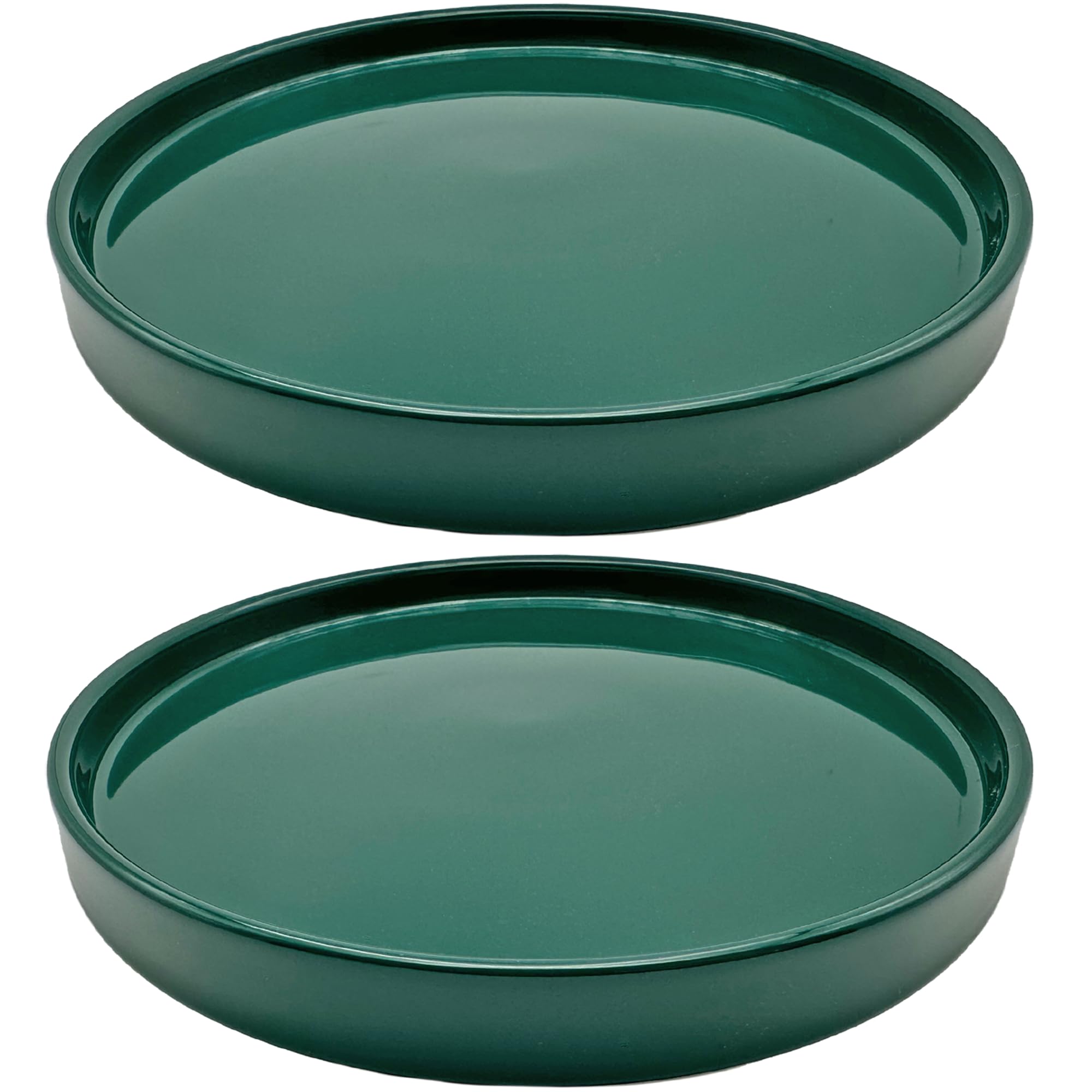 Yukfona 8-inch green ceramic plant saucer tray front view