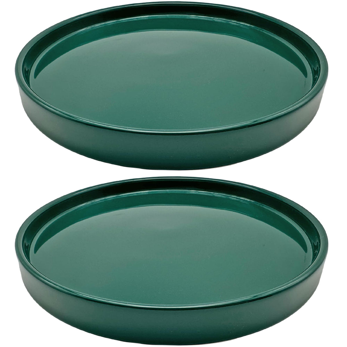 Yukfona 8-inch green ceramic plant saucer tray front view