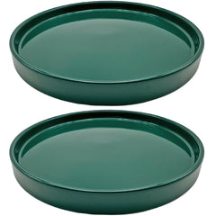 Yukfona 8-inch green ceramic plant saucer tray front view