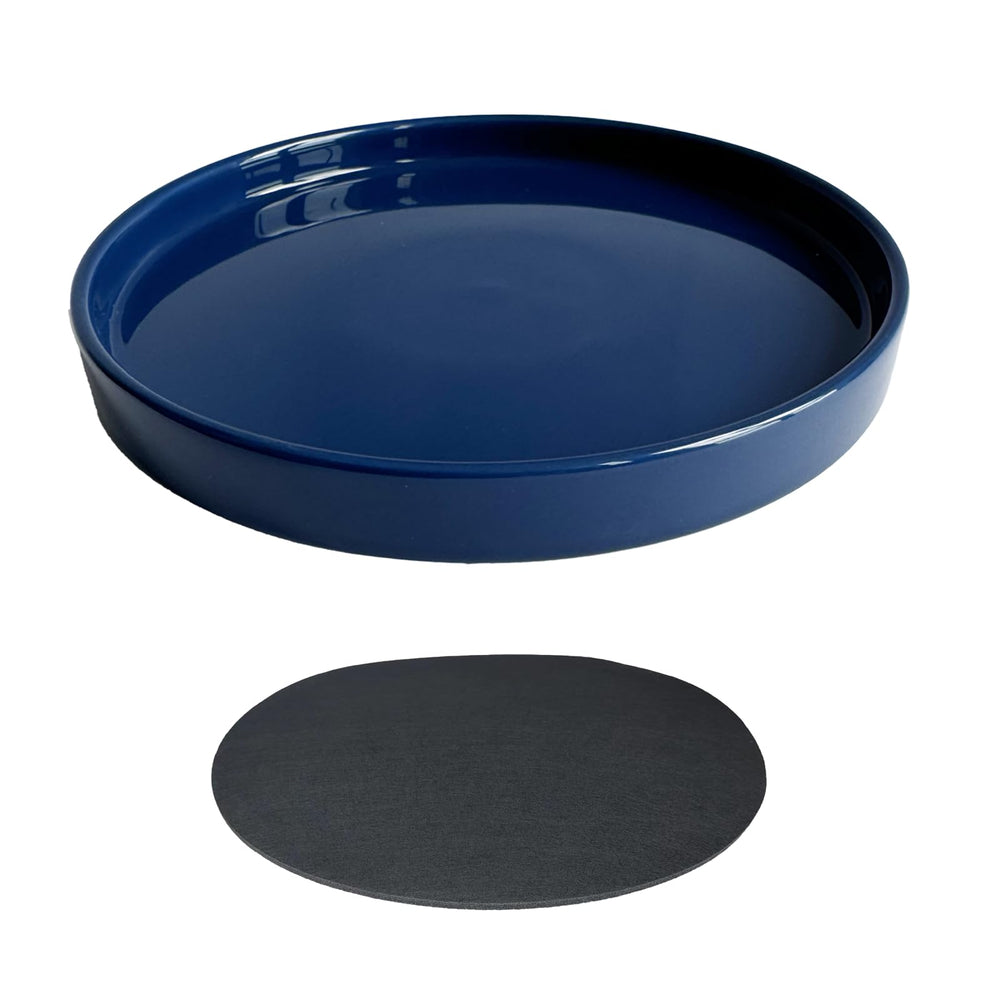 Yukfona Ceramic Plant Saucer Tray 12 Inch Blue front view