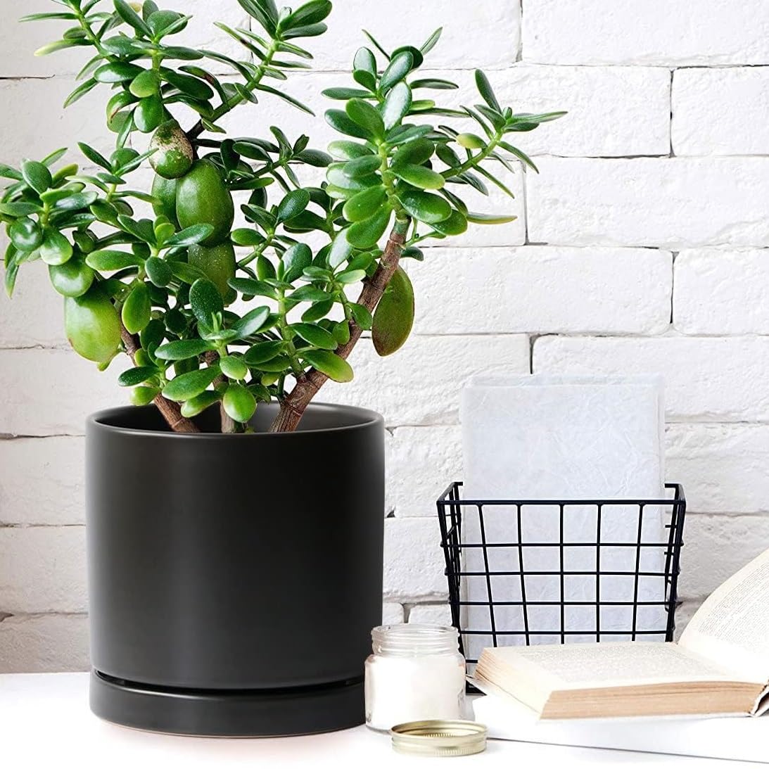 Yukfona Ceramic Plant Saucer Tray 2 pack packaging