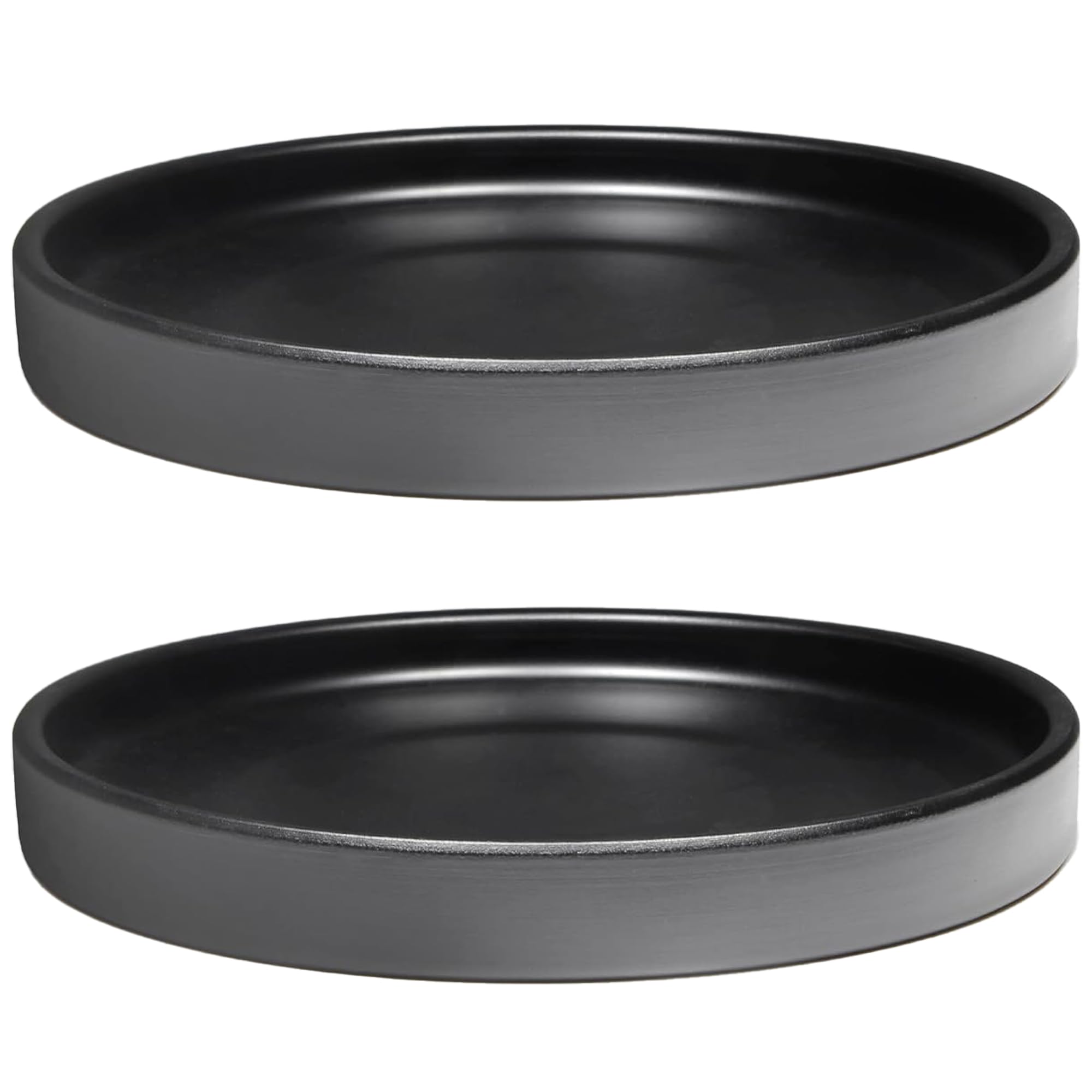 Yukfona Ceramic Plant Saucer Tray 6.4 inch black front view
