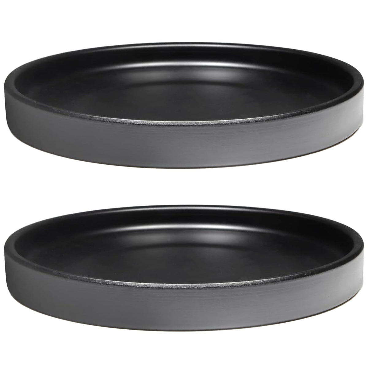 Yukfona Ceramic Plant Saucer Tray 6.4 inch black front view