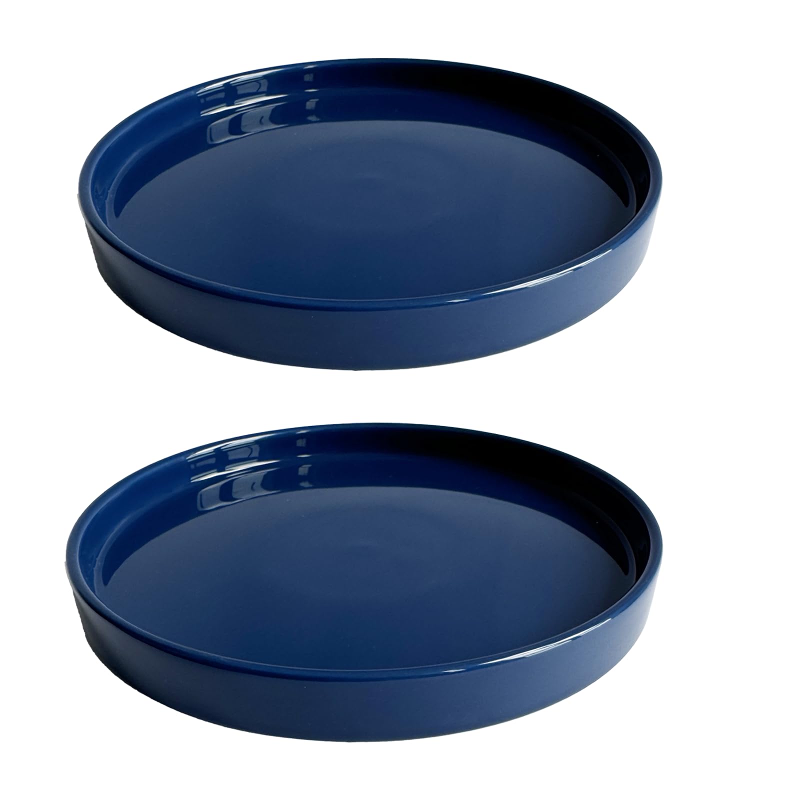 Yukfona Ceramic Plant Saucer Tray 6.4 Inch Blue front view