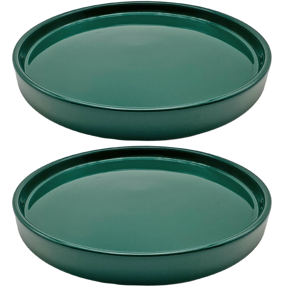 Yukfona ceramic plant saucer tray 7-inch green front view