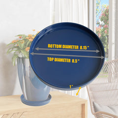 Yukfona ceramic plant saucer tray blue side view