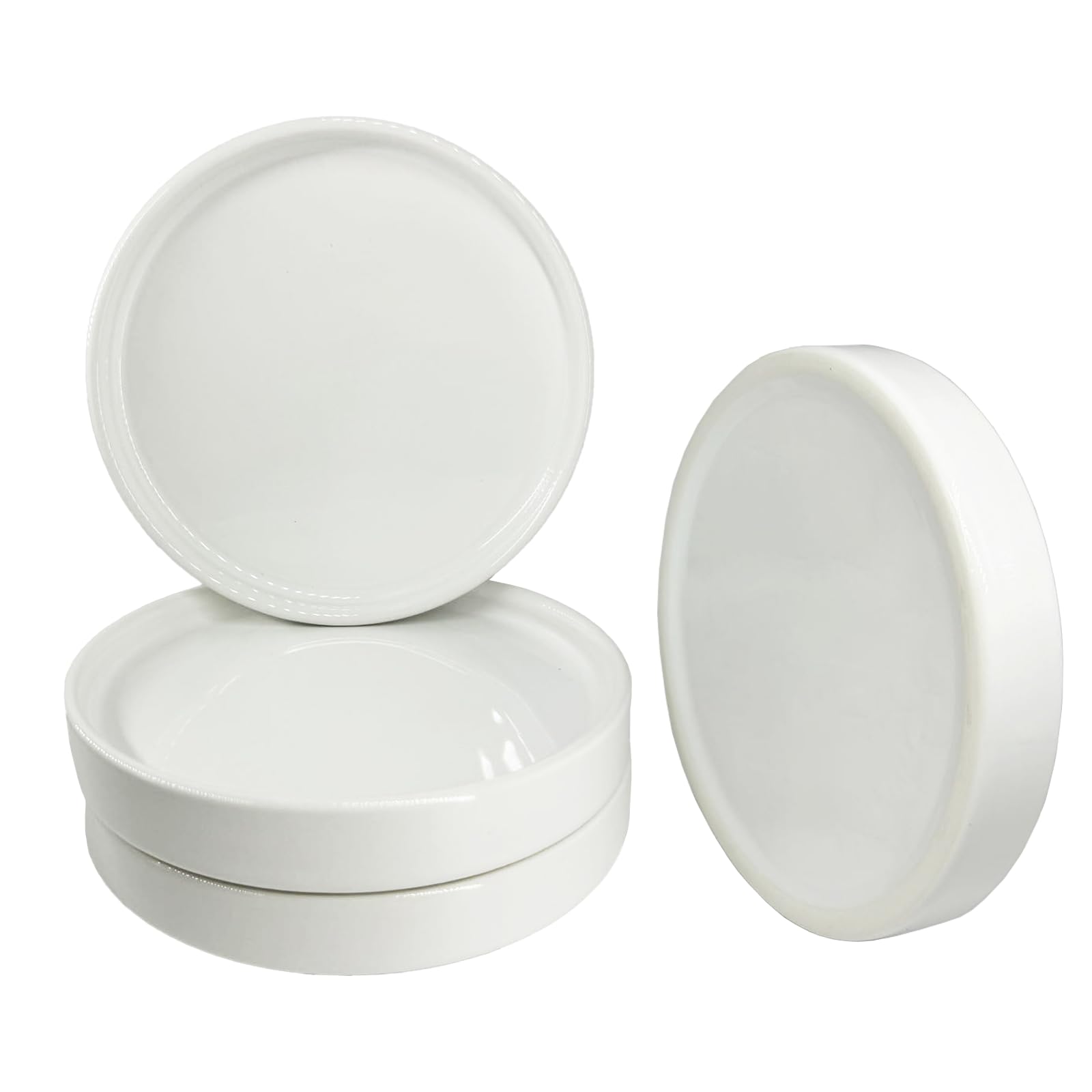 Yukfona ceramic plant saucer tray set of four, white, 4-inch